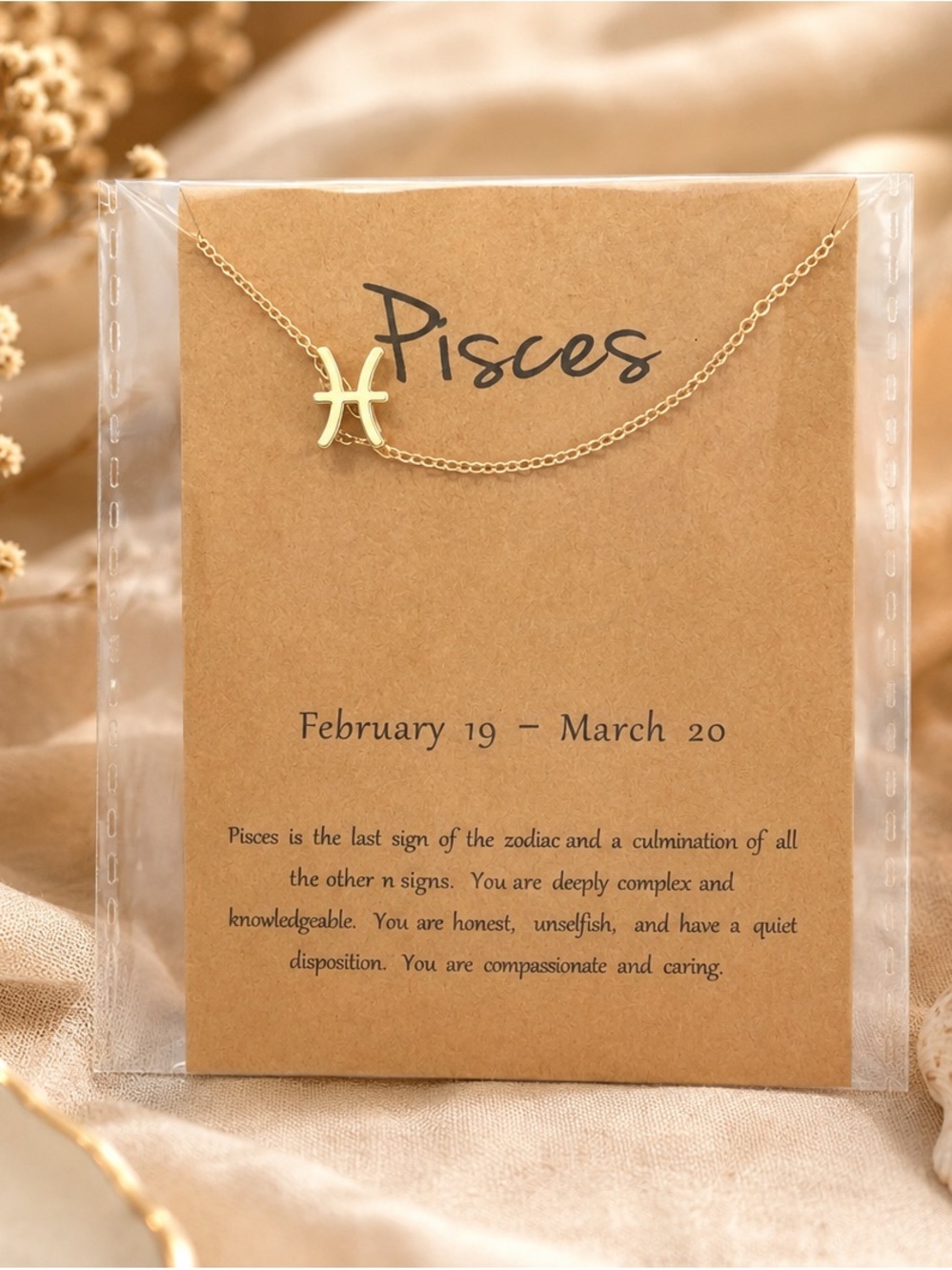 Gold Pisces Zodiac Necklace - Delicate Gold Pendant for Women